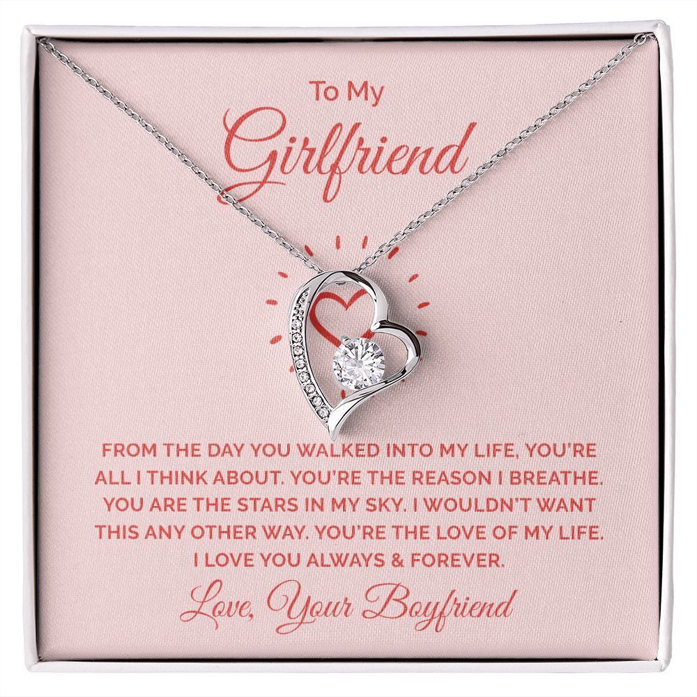 Girlfriend Day You Into Forever Love Cz Heart Necklace White Gold Standard Box